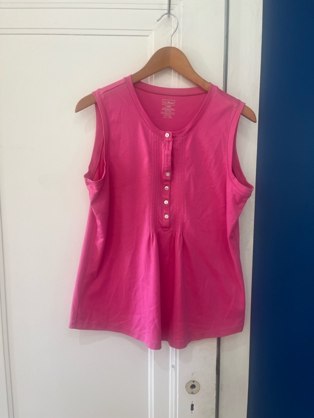 L.L. Bean Sleeveless Henley shirt - Hot Pink. Cotton